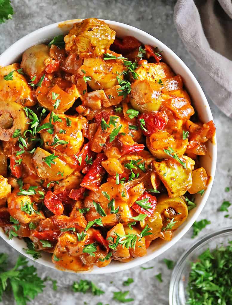 Sun-Dried Tomato & Herb Chicken with Lemon-Dill Potatoes
