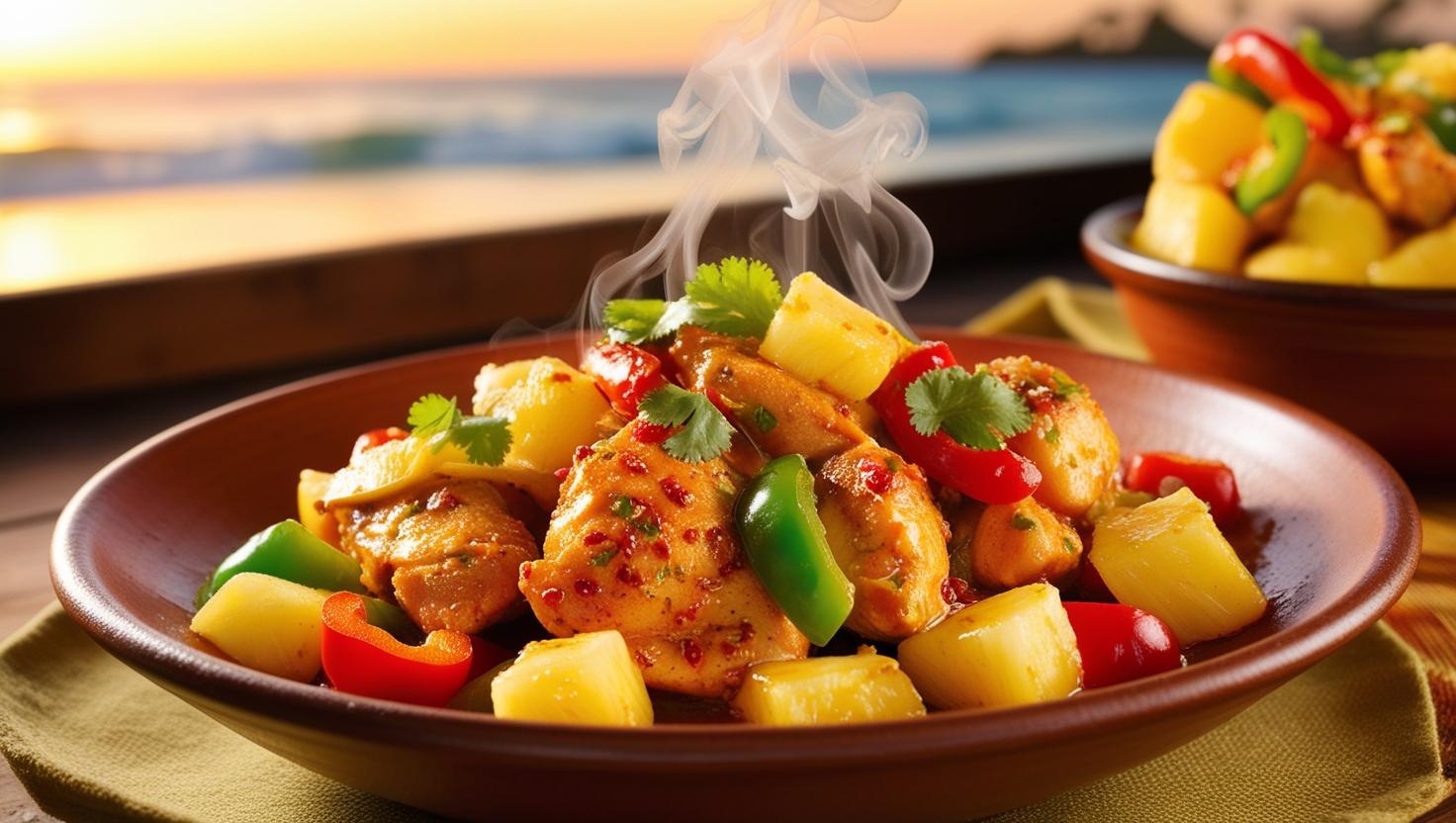 Caribbean Jerk Beef Stir Fry with Pineapple and Bell Peppers