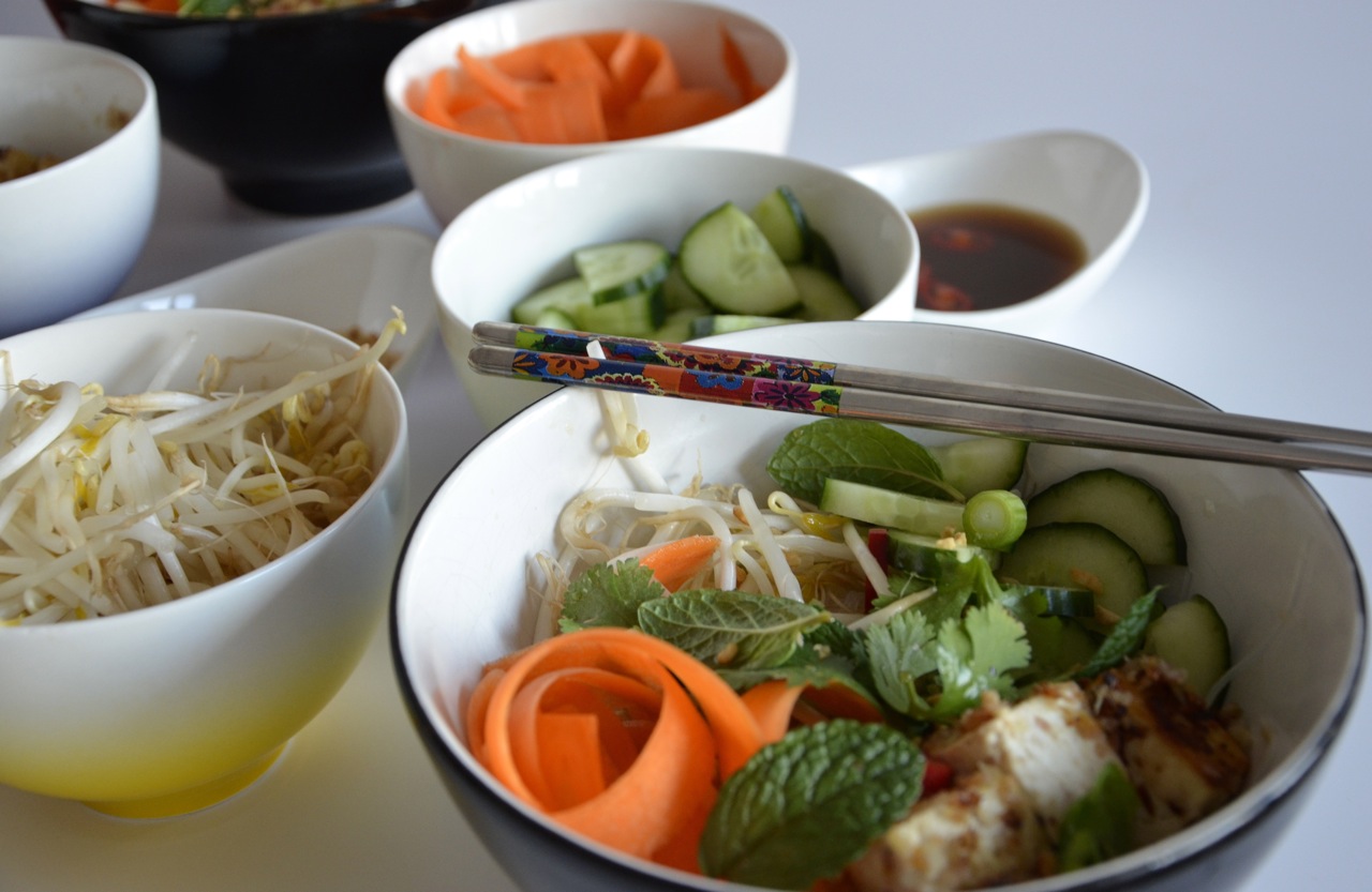 Crisped Tofu Vermicelli Bowl with Nuoc Cham Dressing