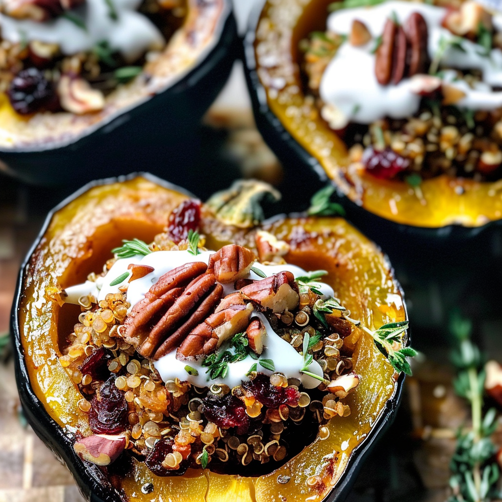 Cranberry and Pecan Stuffed Acorn Squash