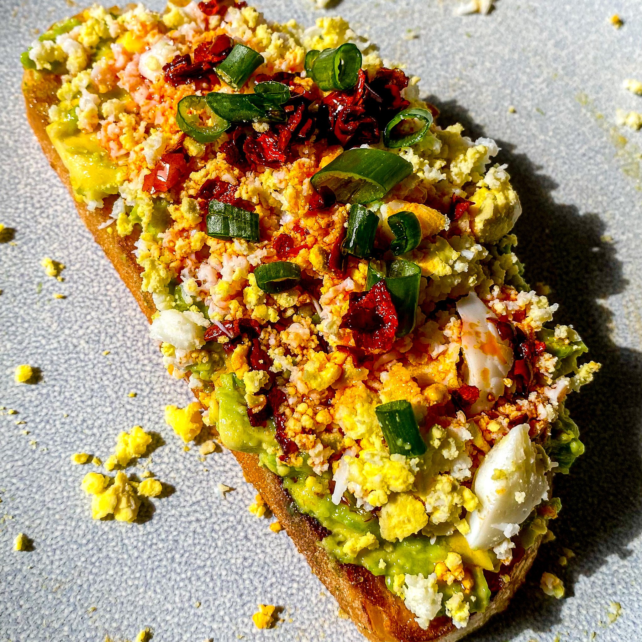 Soft-Boiled Egg and Avocado Toast with Chili Oil Drizzle