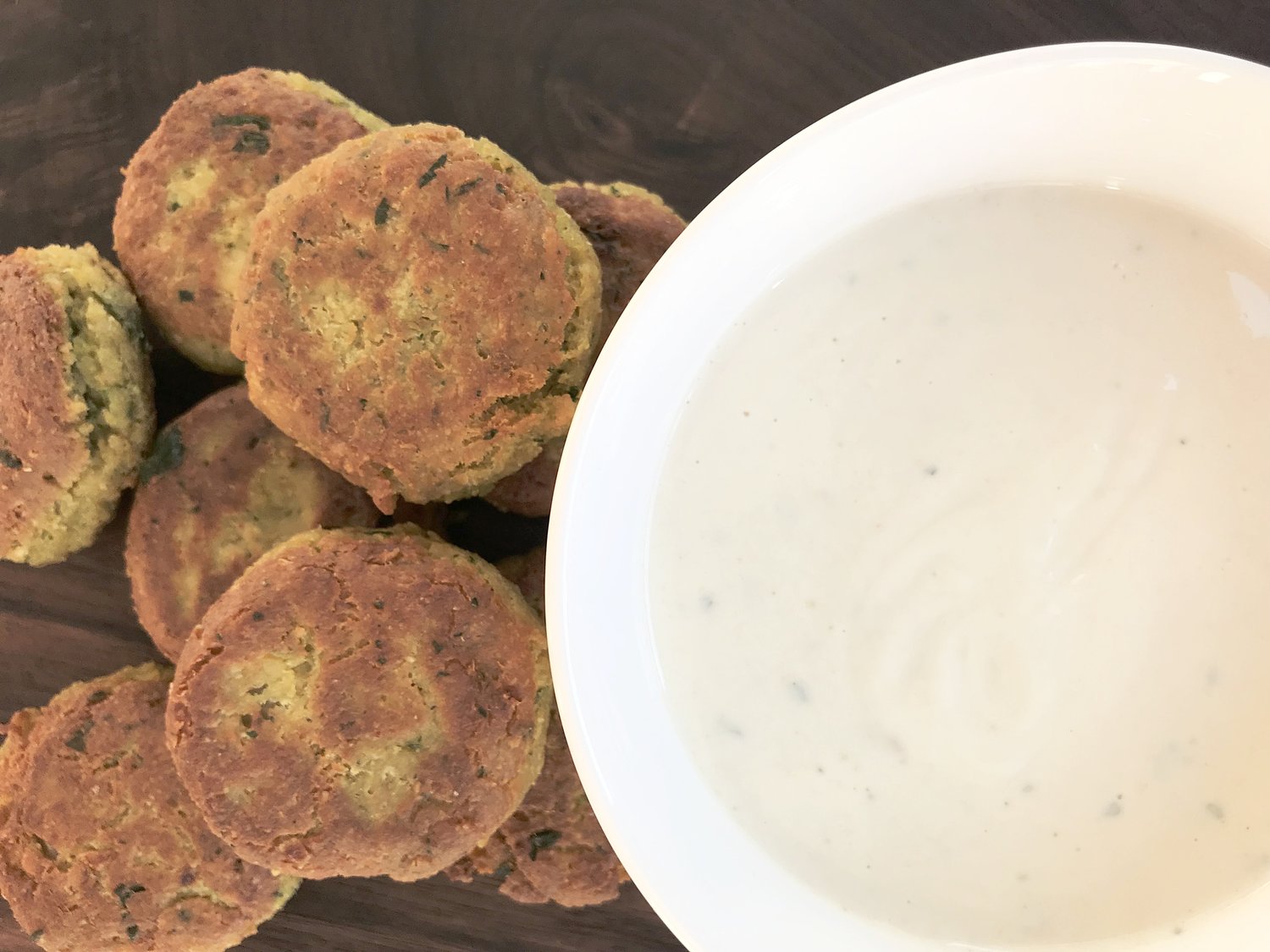 Baked Vegan Chickpea and Spinach Patties with Tahini Drizzle