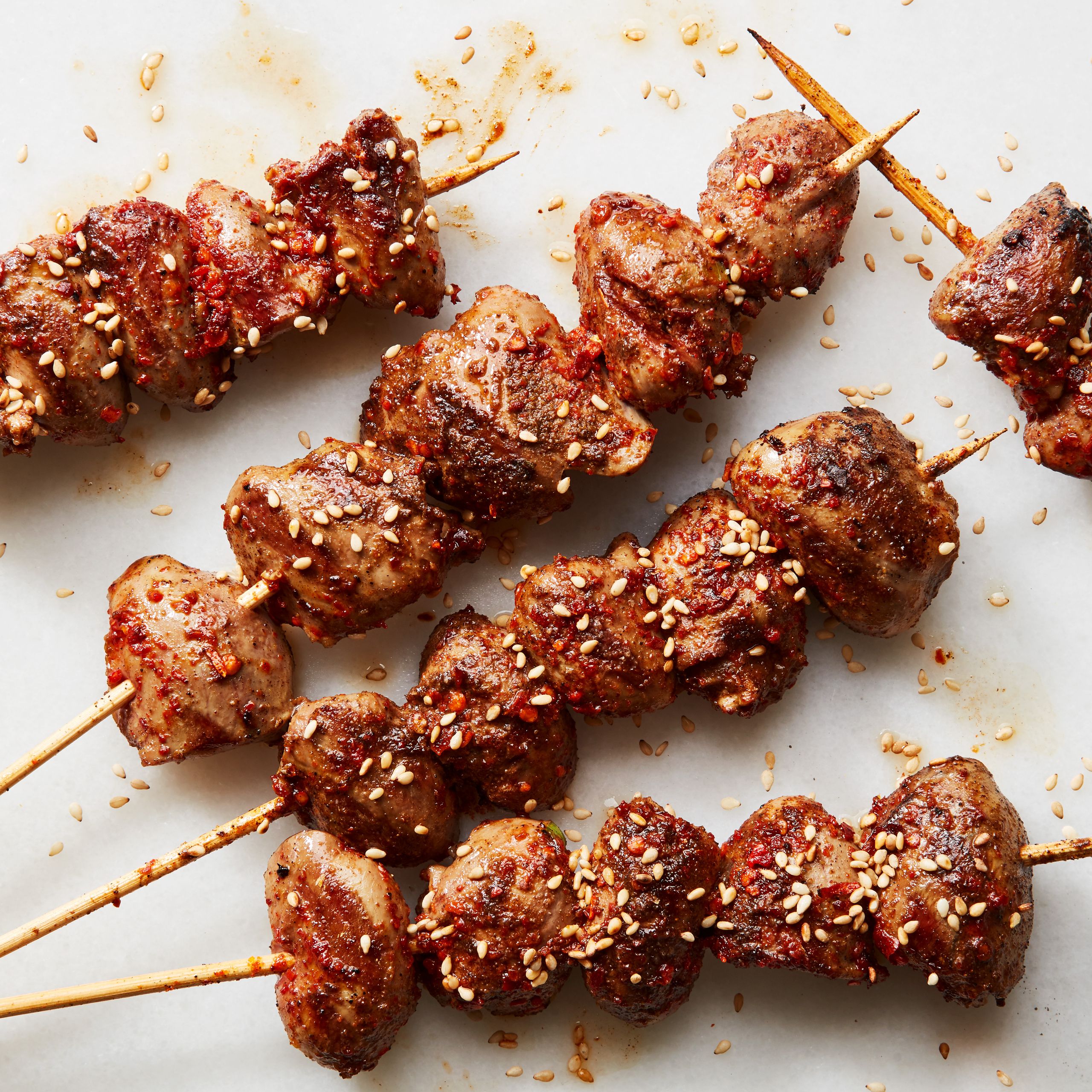 Rodízio-Style Chicken Hearts Skewers