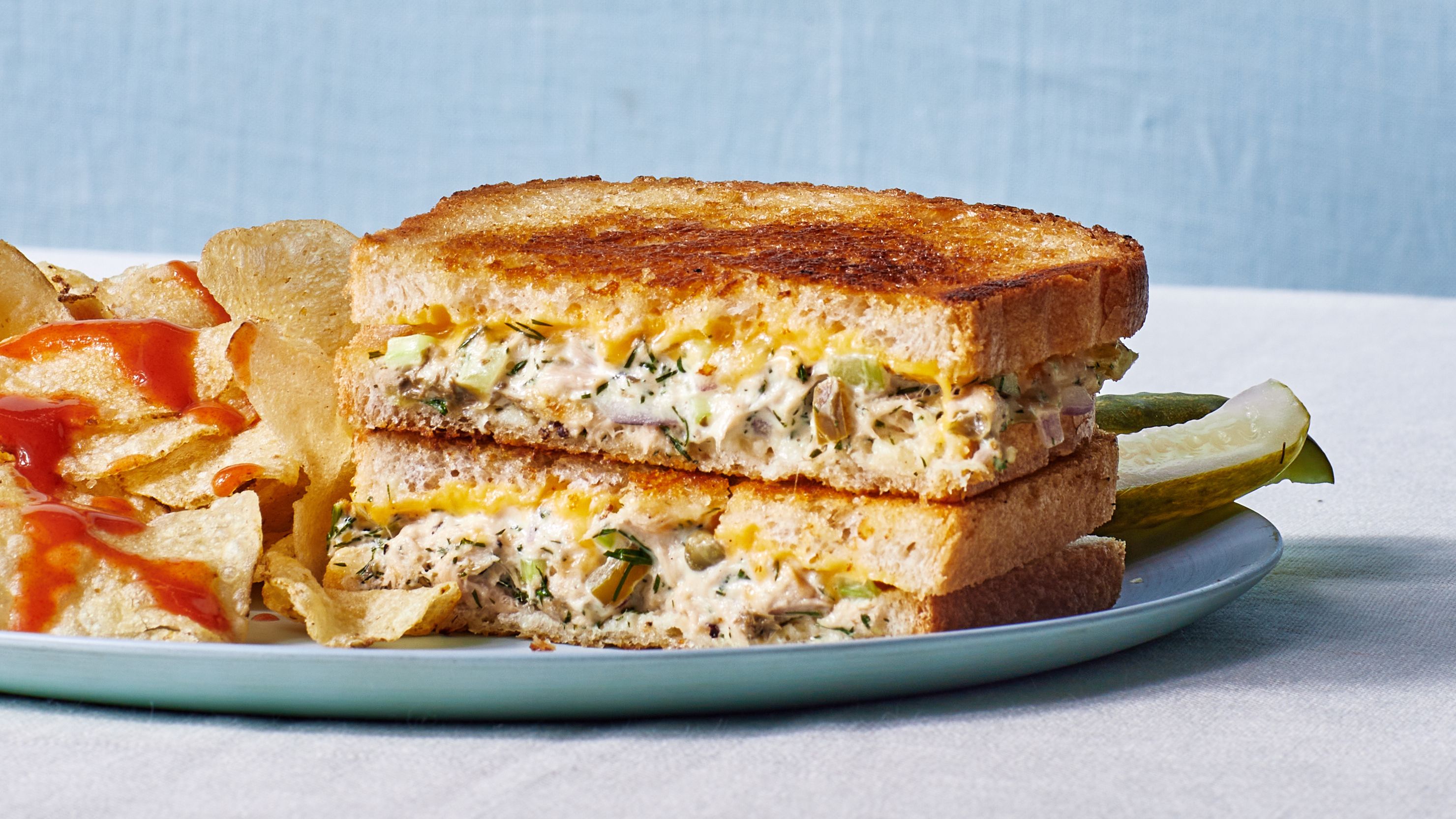 Tuna Melt Panini with Caramelized Onions and Swiss Cheese