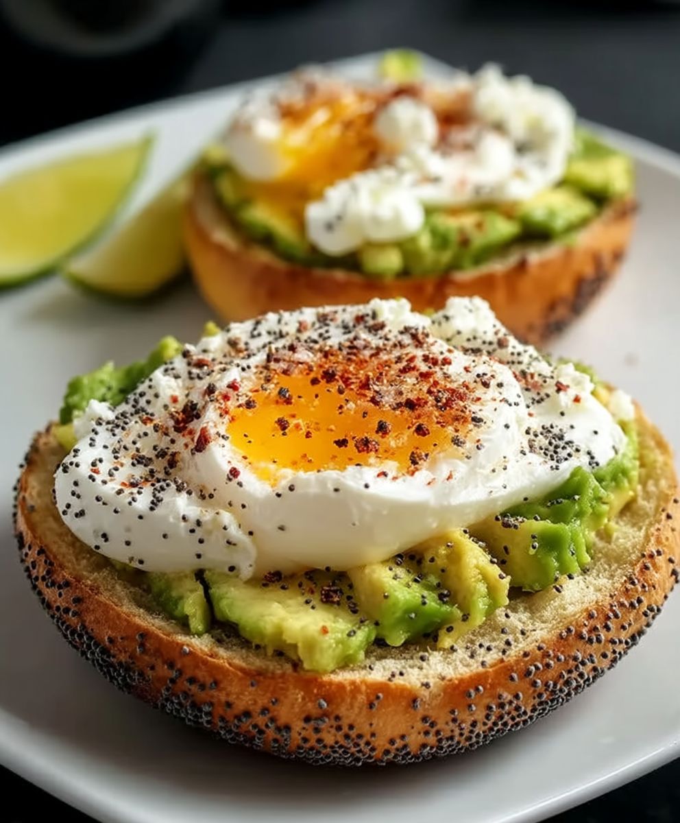 Soft-Boiled Egg and Avocado Breakfast Bagel