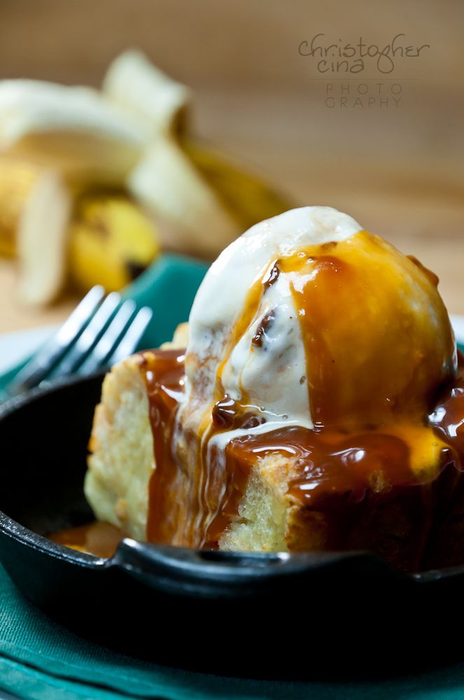 Rum-Glazed Banana Bread Pudding with Spiced Caramel Sauce