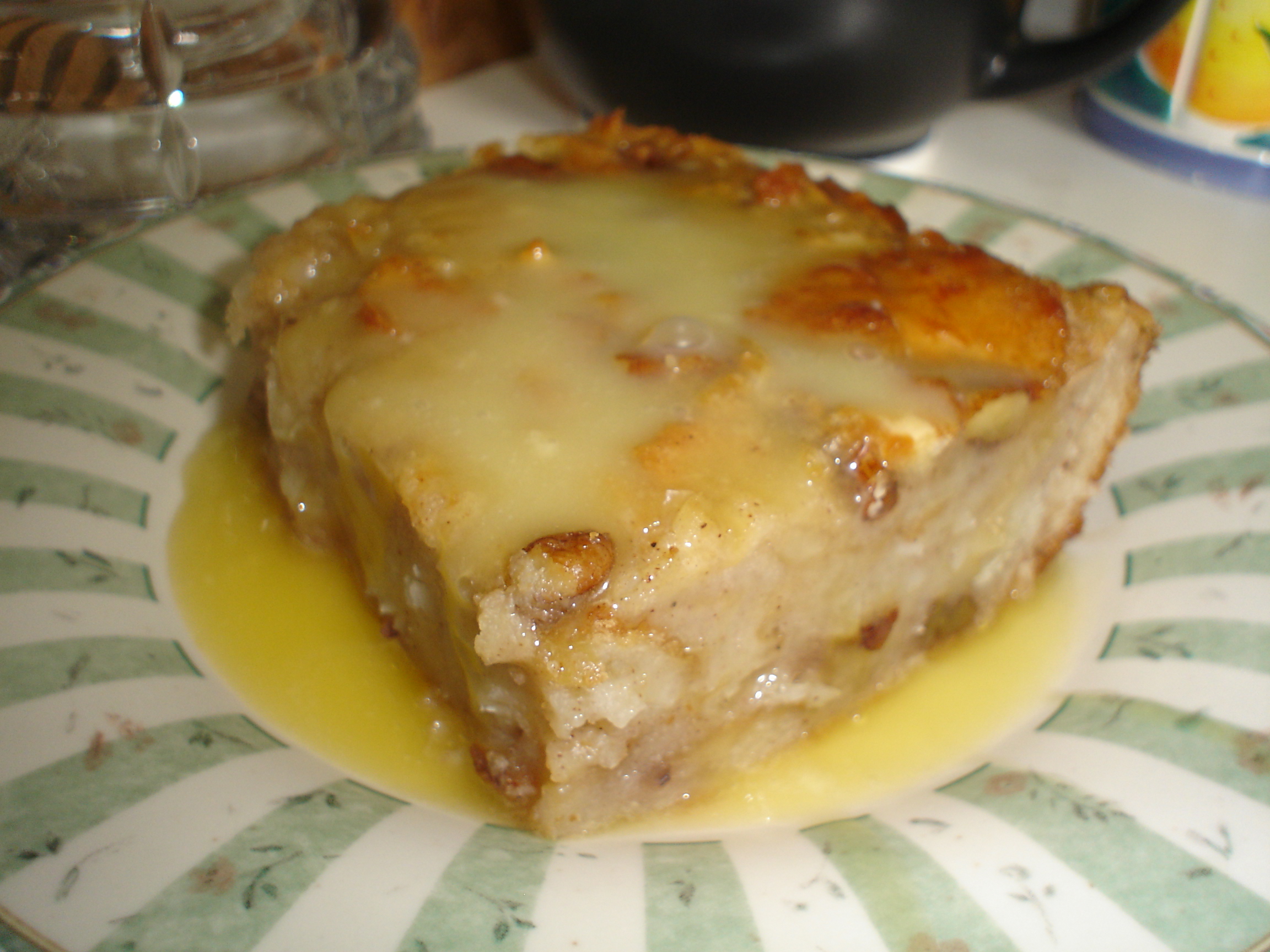 Rum-Glazed Banana Bread Pudding with Spiced Caramel Sauce