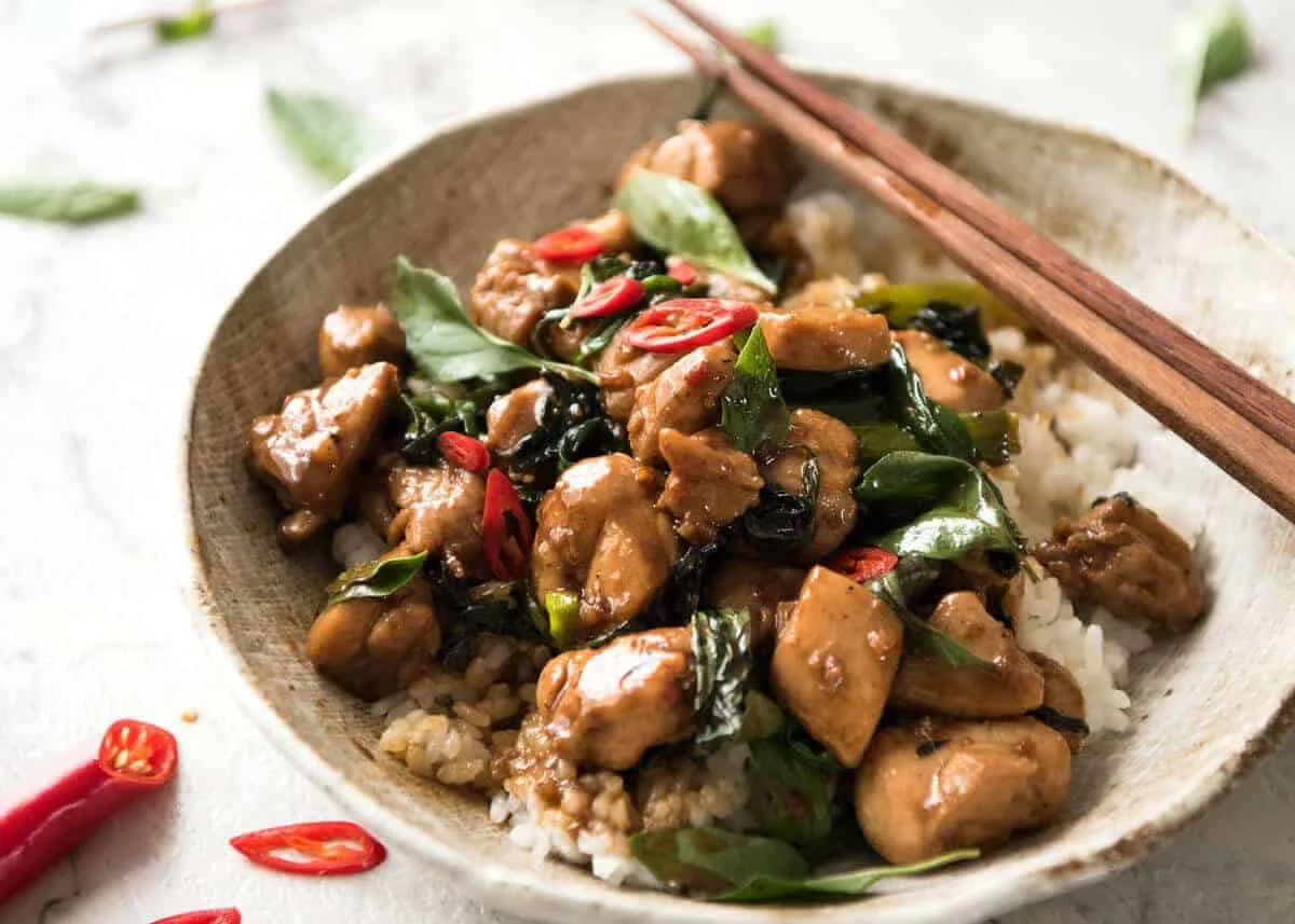 Stir-Fried Chicken with Thai Holy Basil and Chili