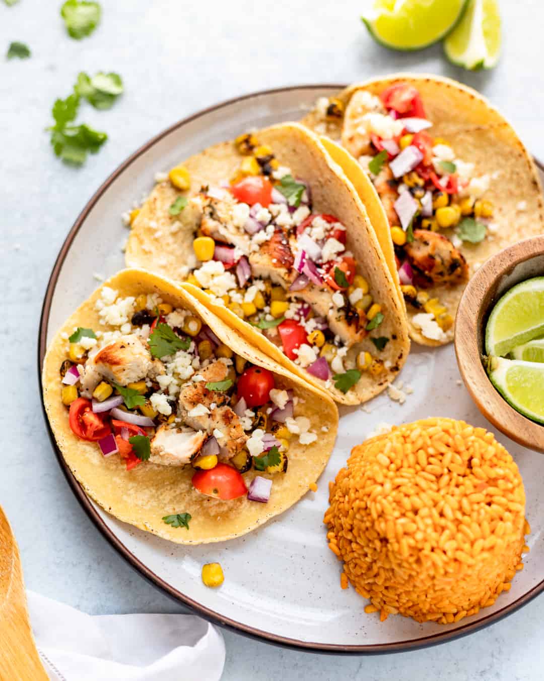 Grilled Street-Style Chicken Tacos with Cilantro Lime Slaw