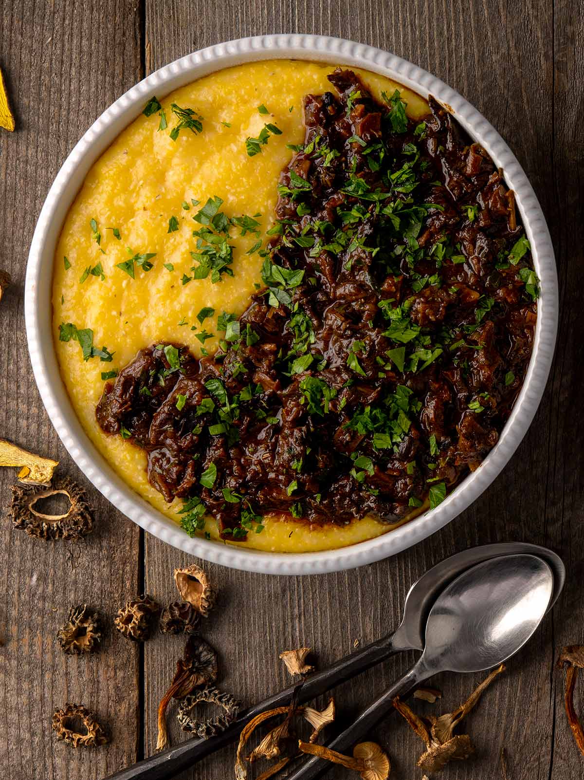 Rustic Italian Polenta with Roasted Mushroom Ragù