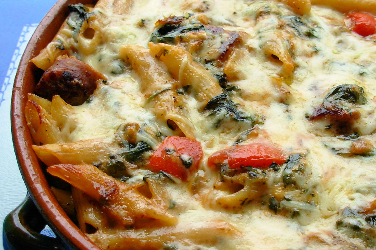 Baked Italian Pasta with Sausage, Tomato, and Mozzarella