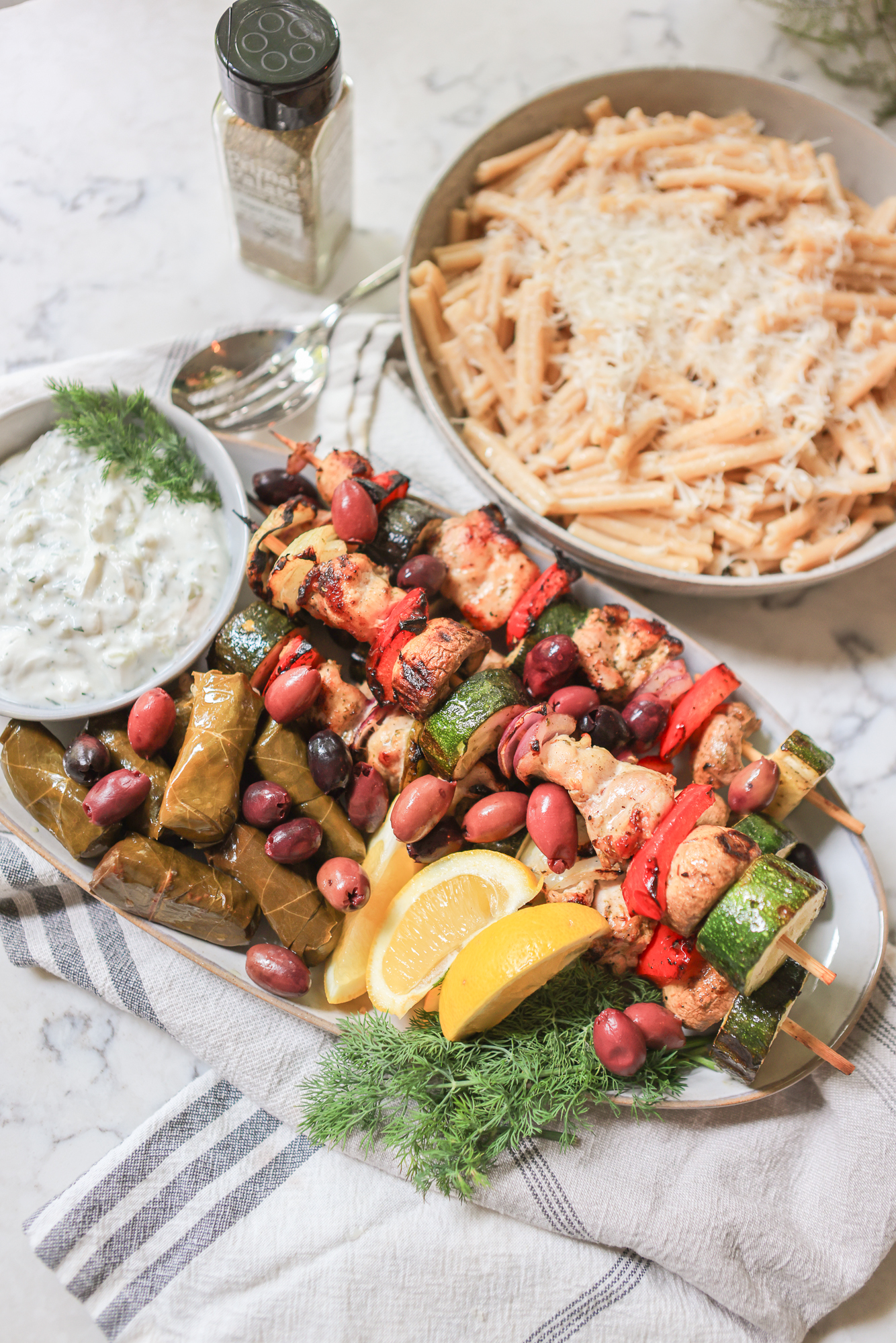 Grilled Greek Chicken Skewers with Tzatziki Sauce