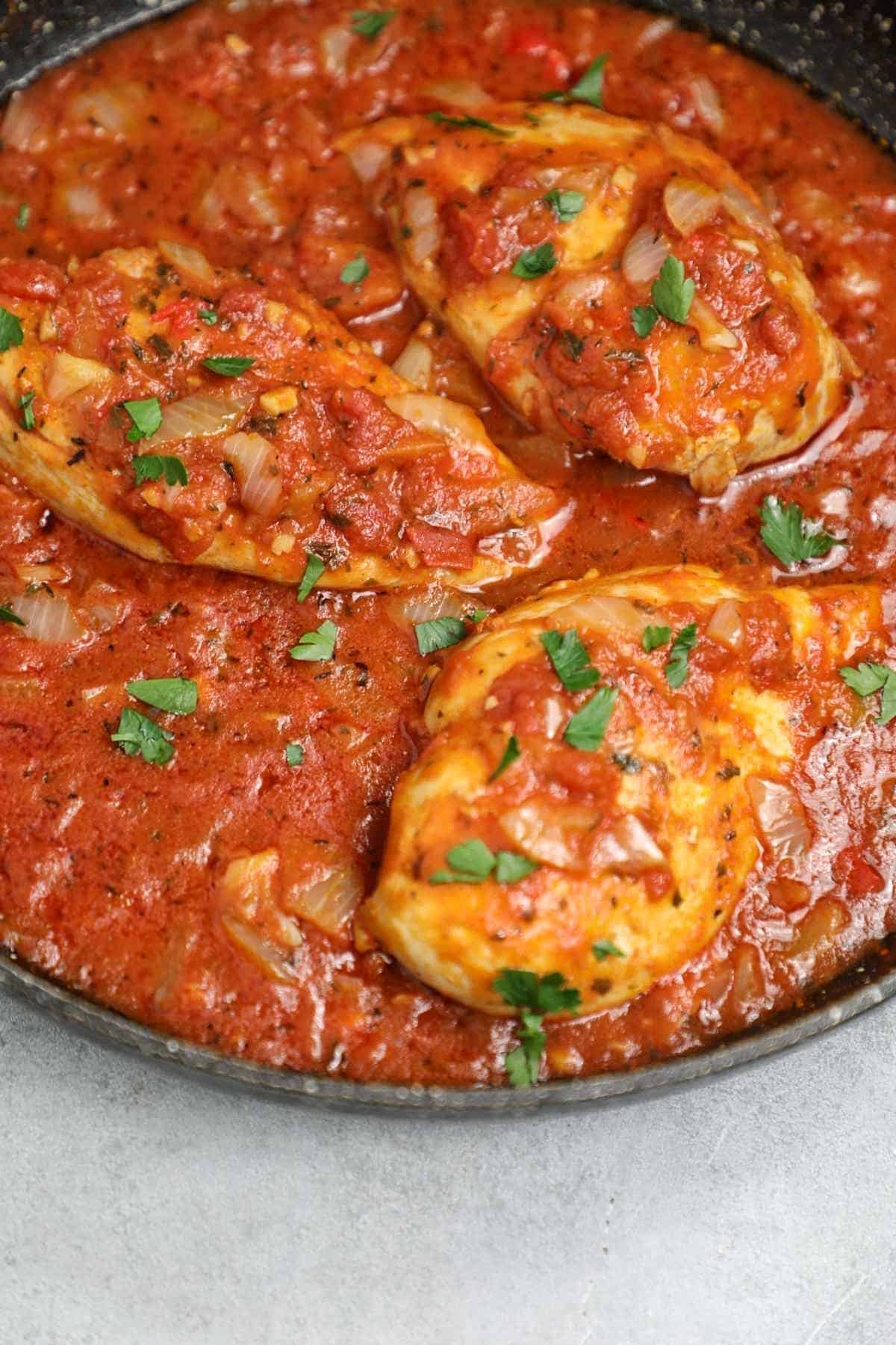 Stacked Layered Chicken with Spiced Tomato Sauce