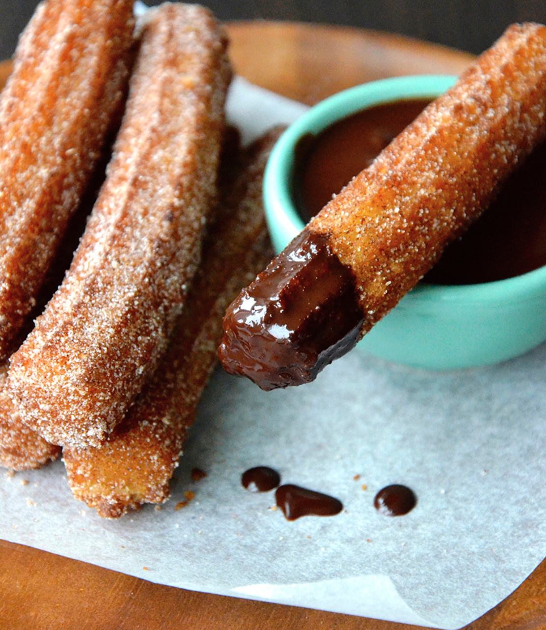 Deep-Fried Cinnamon Sugar Churros with Spiced Hot Chocolate Dip