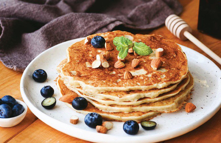 Half-Stack Blueberry Almond Pancakes