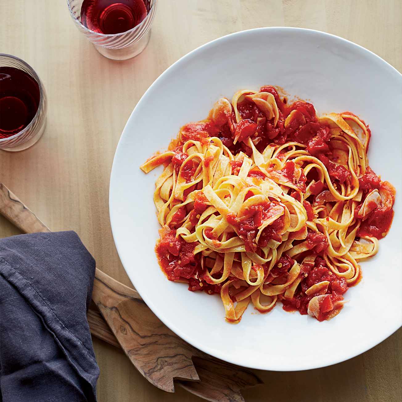 Handmade Tagliatelle with Tomato-Basil Sauce