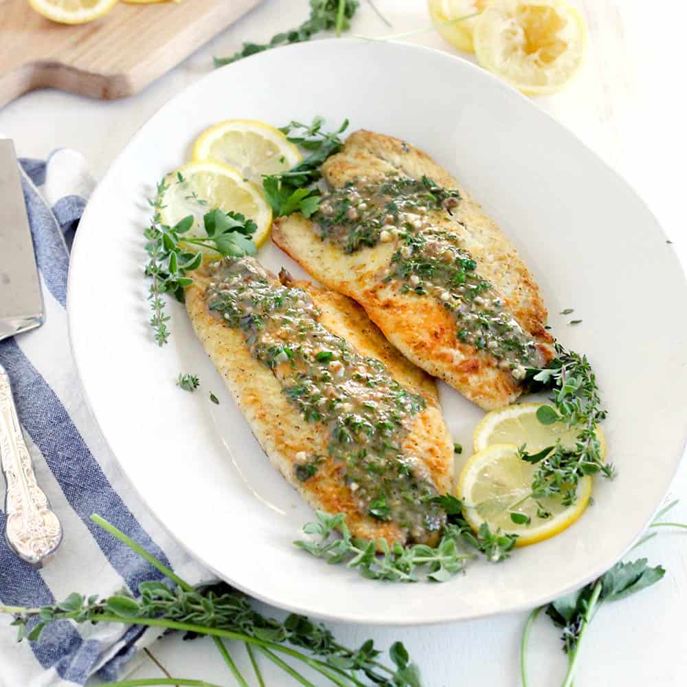 Citrus-Glazed Pan-Fried Sea Bass with Winter Herb Gremolata
