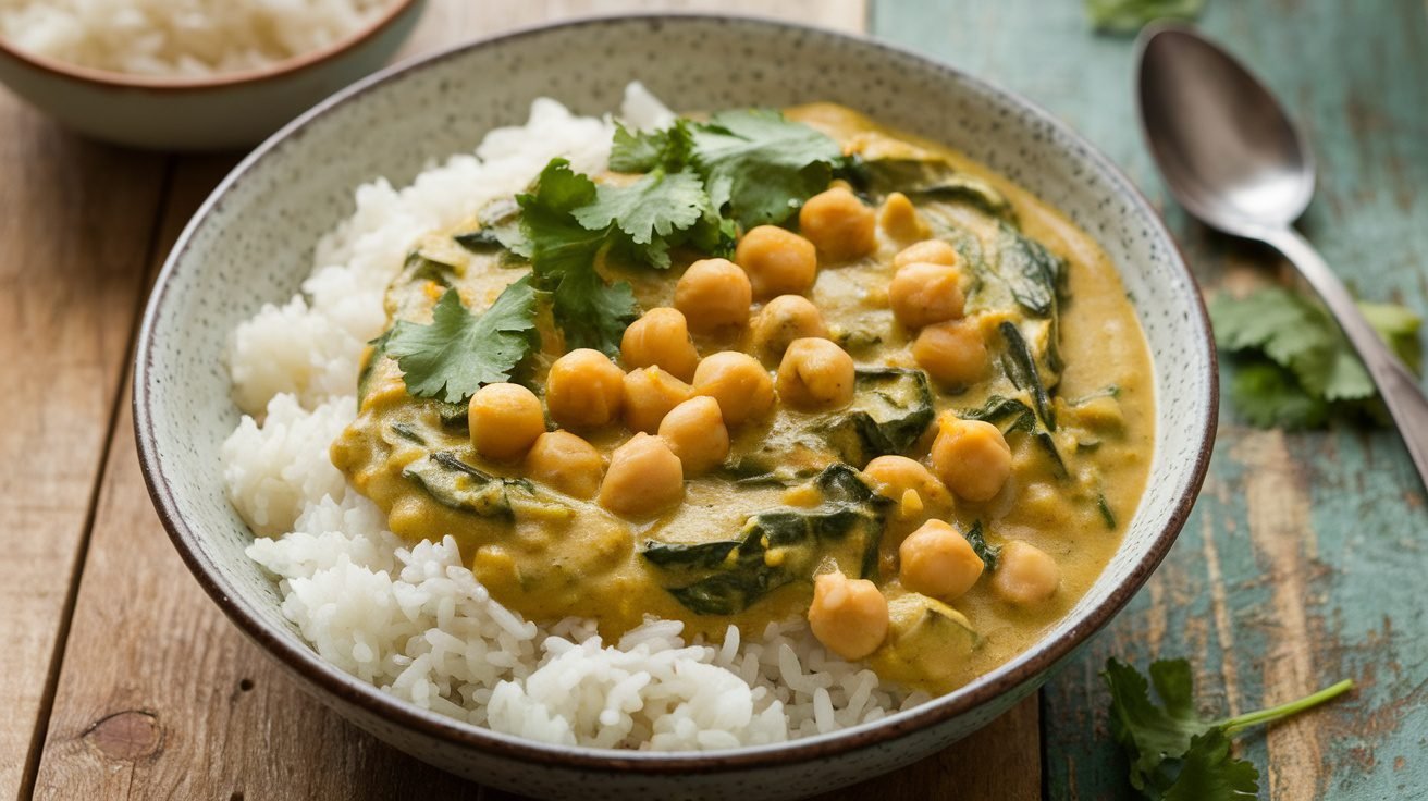 One-Pot Chickpea and Spinach Curry with Coconut Milk