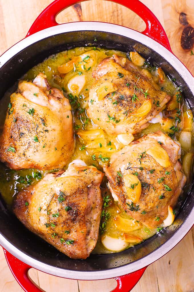 Garlic Butter Pan-Seared Chicken Thighs with Thyme