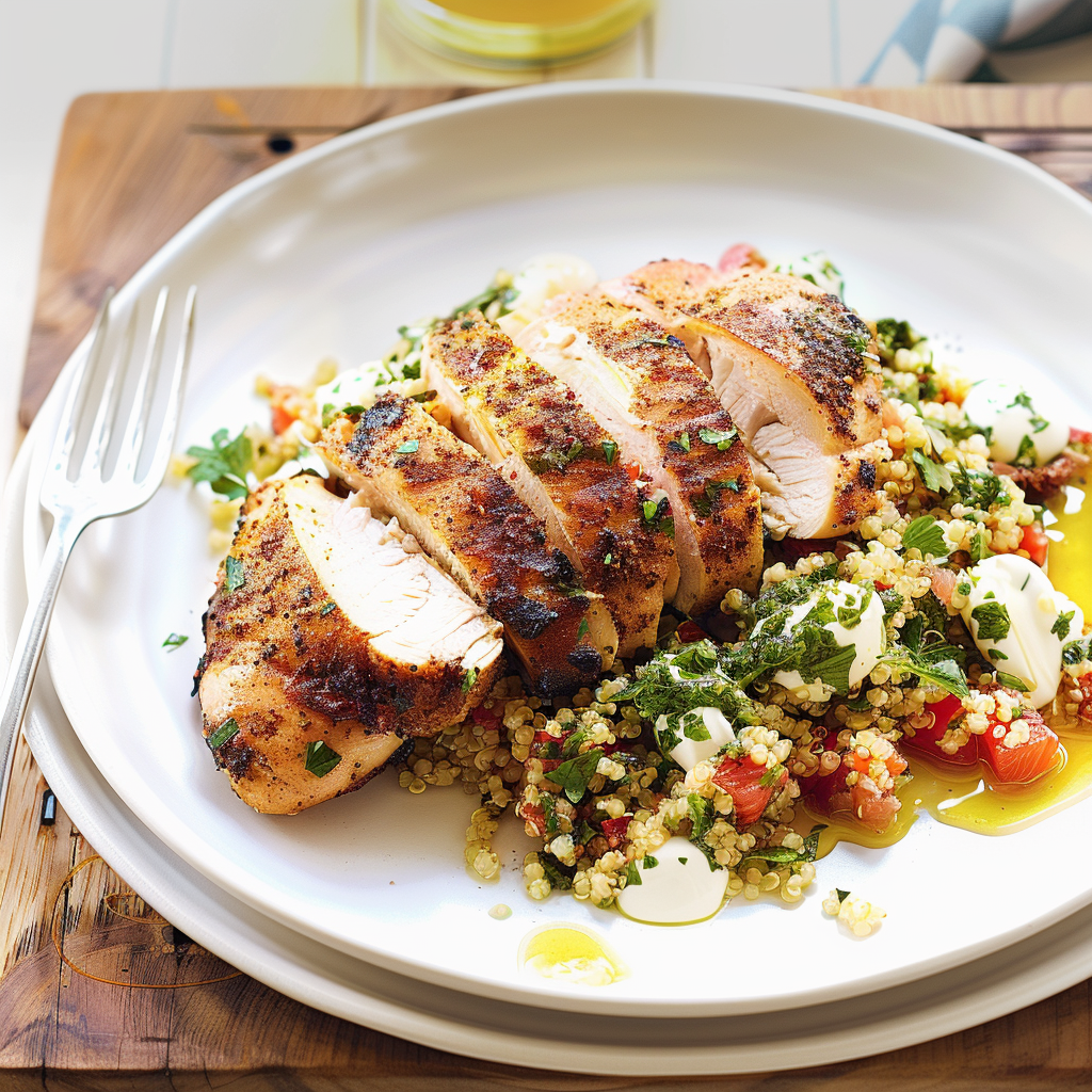 Pan-Seared Chicken with Gluten-Free Herbed Quinoa Pilaf