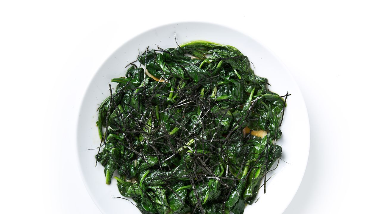 Sautéed Garlic Spinach with Toasted Sesame and Soy Glaze