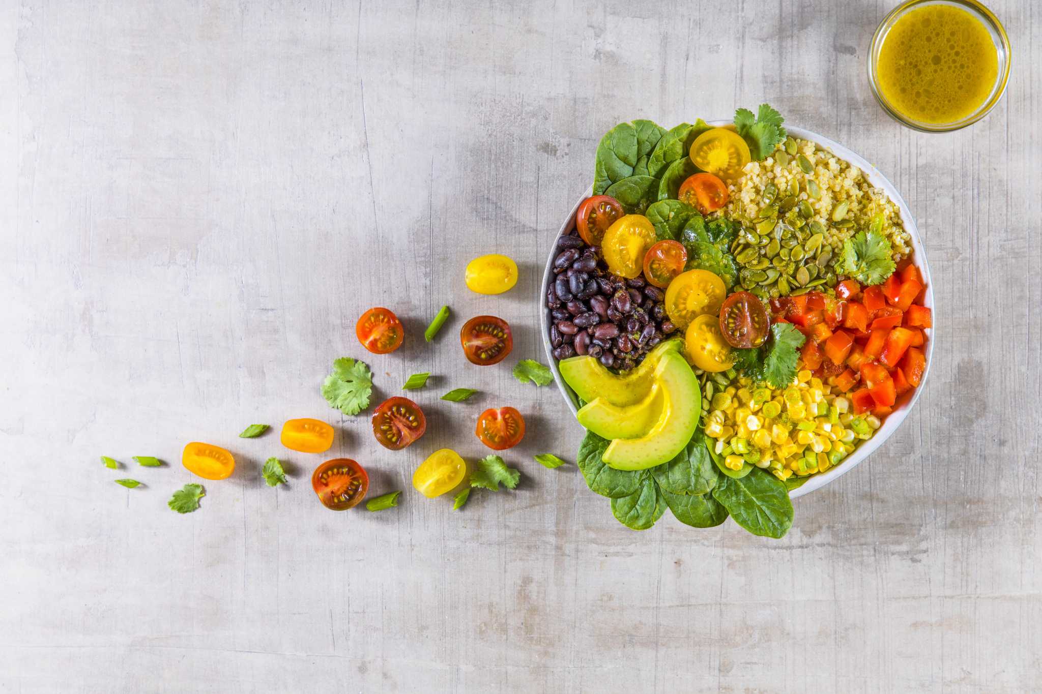 Diverse Ethnic-Inspired Colorful Quinoa Salad Bowl