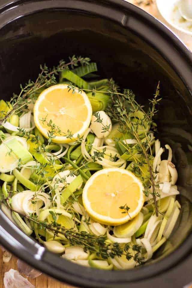 Slow Cooker Lemon-Garlic Chicken with Thyme and Potatoes