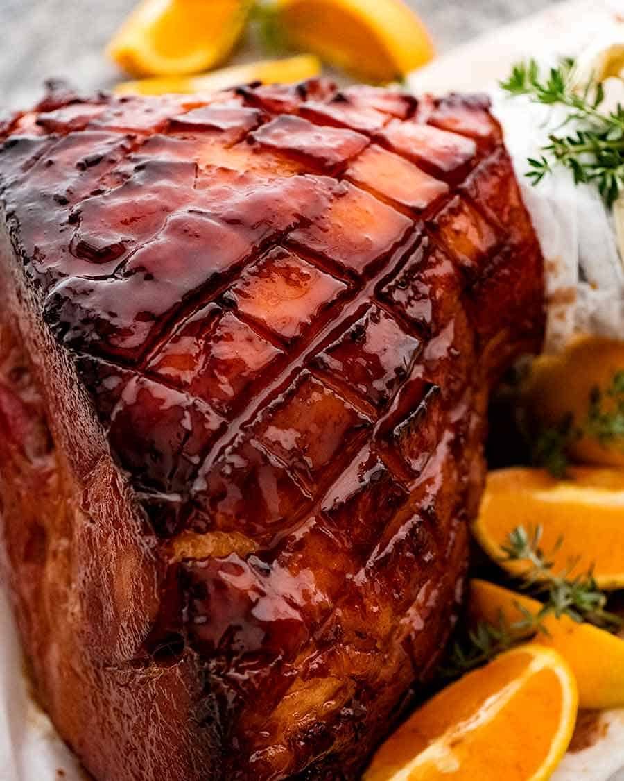 Maple-Glazed Ham with Spiced Sweet Potato Mash