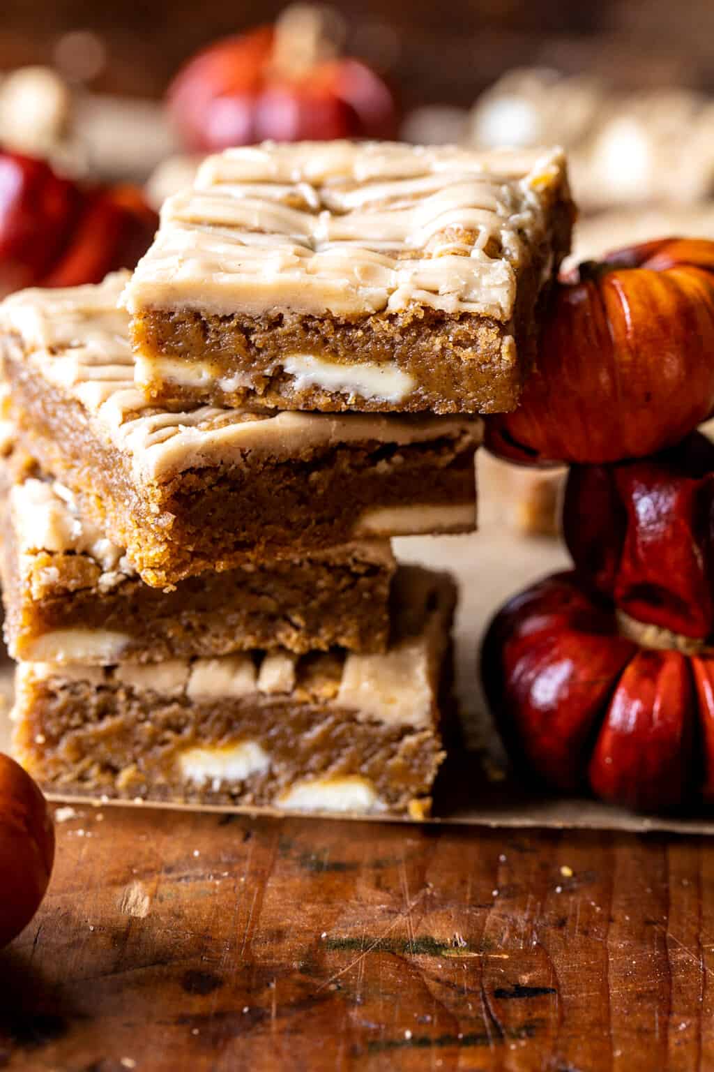 Pumpkin Spice and Gingerbread Cookie Bars with Maple Drizzle