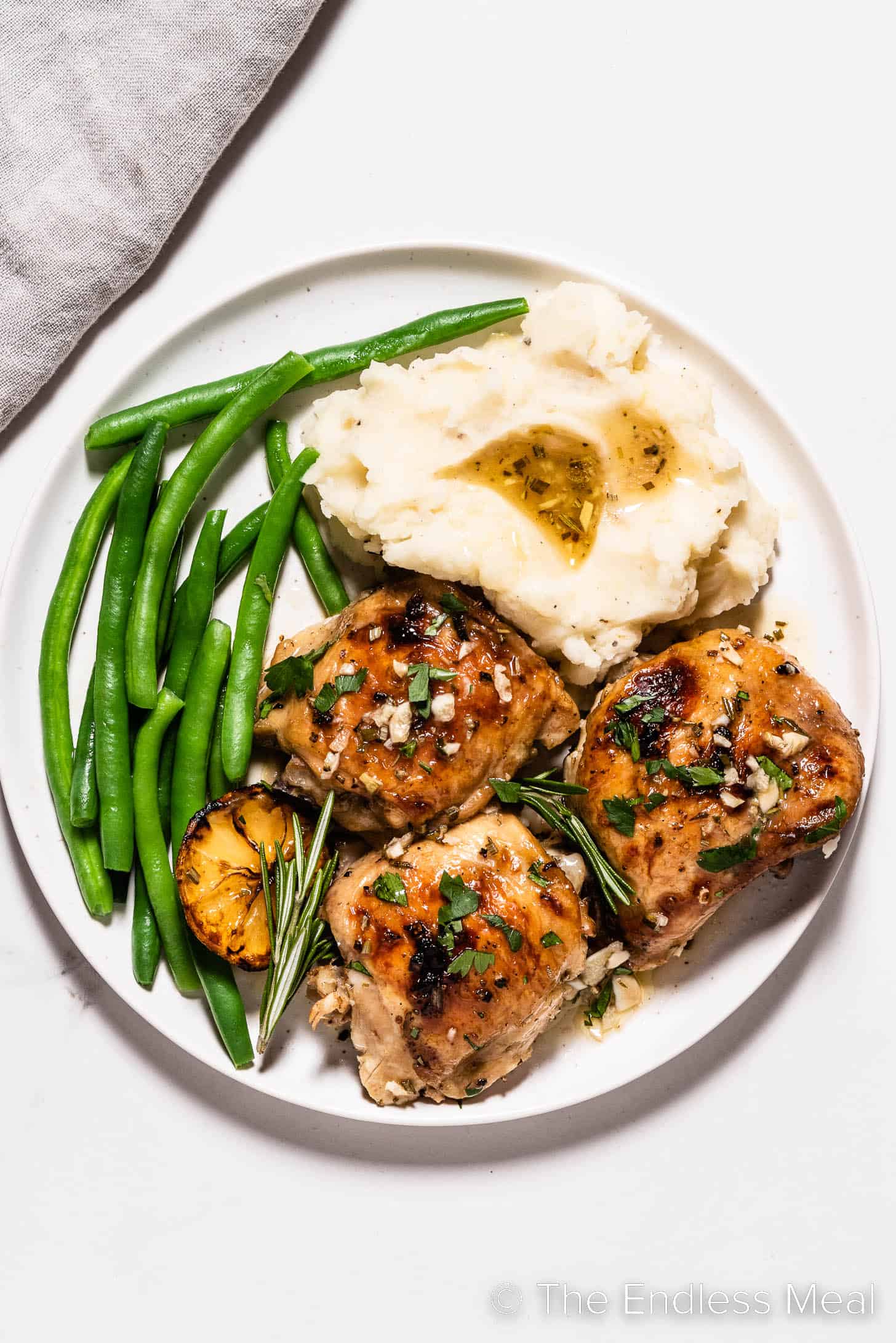 Grilled Lemon-Rosemary Chicken Thighs with Root Vegetable Mash