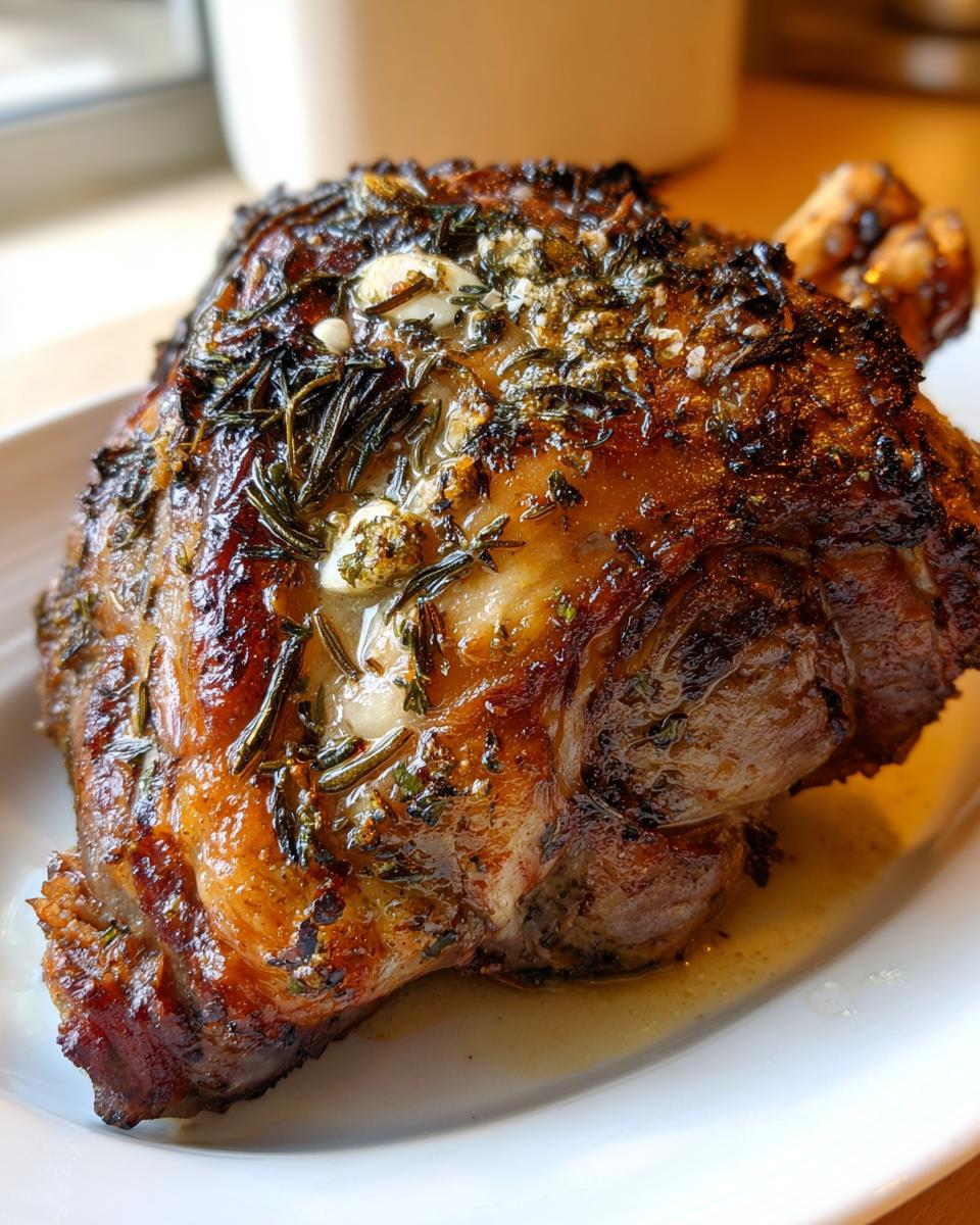 Baked Herb-Roasted Lamb Shoulder with Garlic and Rosemary