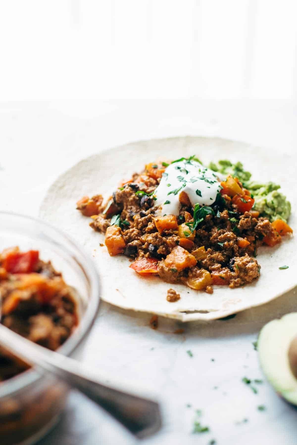 Spicy Chipotle Turkey Burritos with Black Bean and Corn Salsa