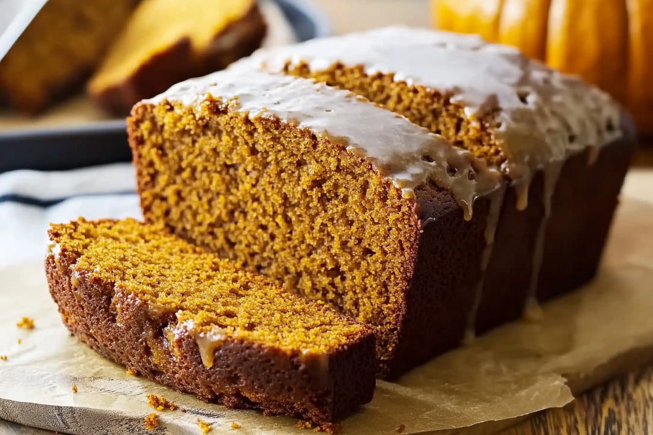 Chocolate and Cinnamon Spiced Pumpkin Bread with Maple Glaze
