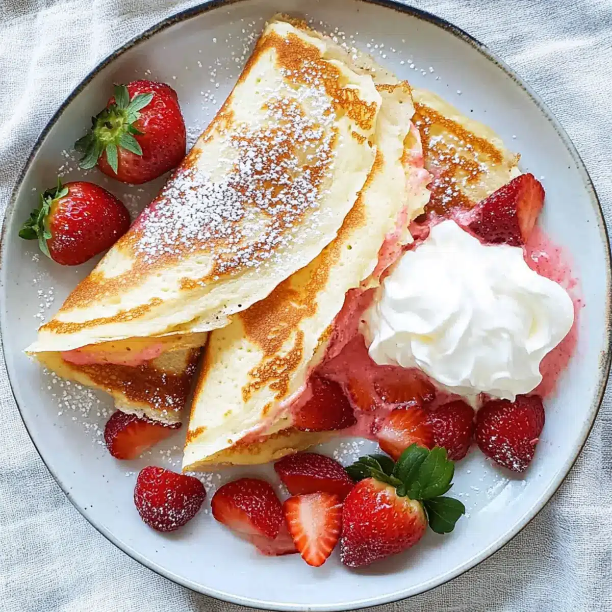 Chocolate-Stuffed Strawberry Crepes with Rose Whipped Cream