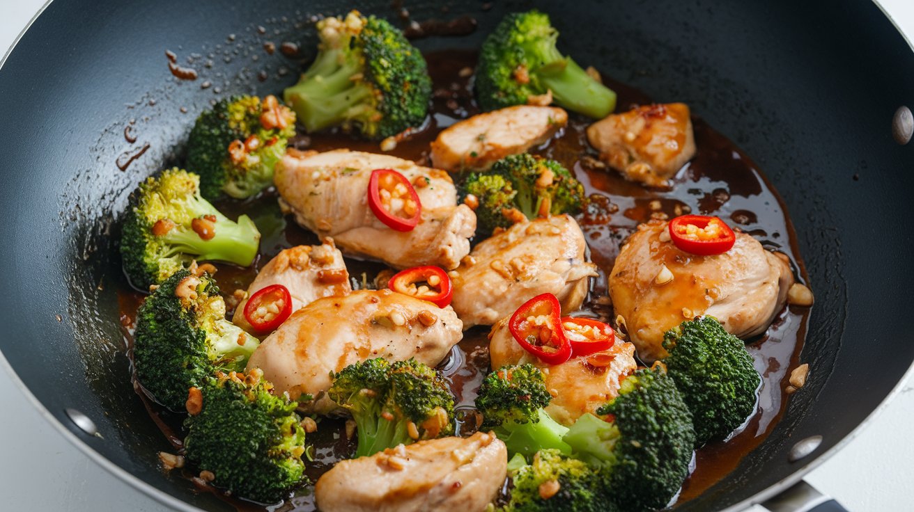 Quick Stir-Fried Chicken with Ginger and Broccoli