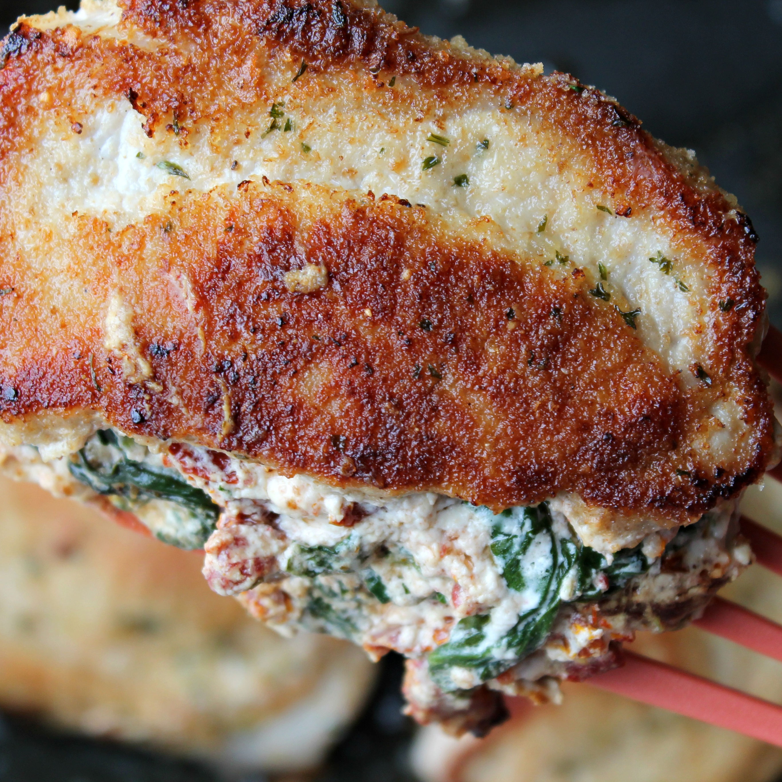 Sun-Dried Tomato & Goat Cheese Stuffed Pork Chops