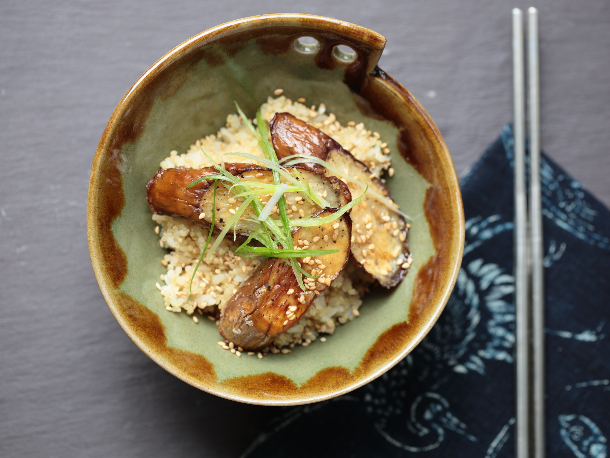 Miso-Glazed Eggplant with Sesame Rice Bowls