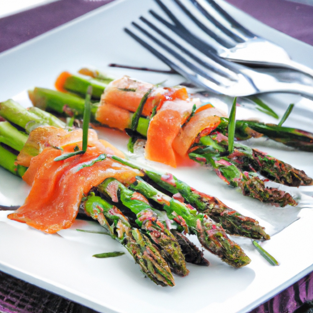 Asparagus and Smoked Salmon Bundles with Lemon-Dill Sauce