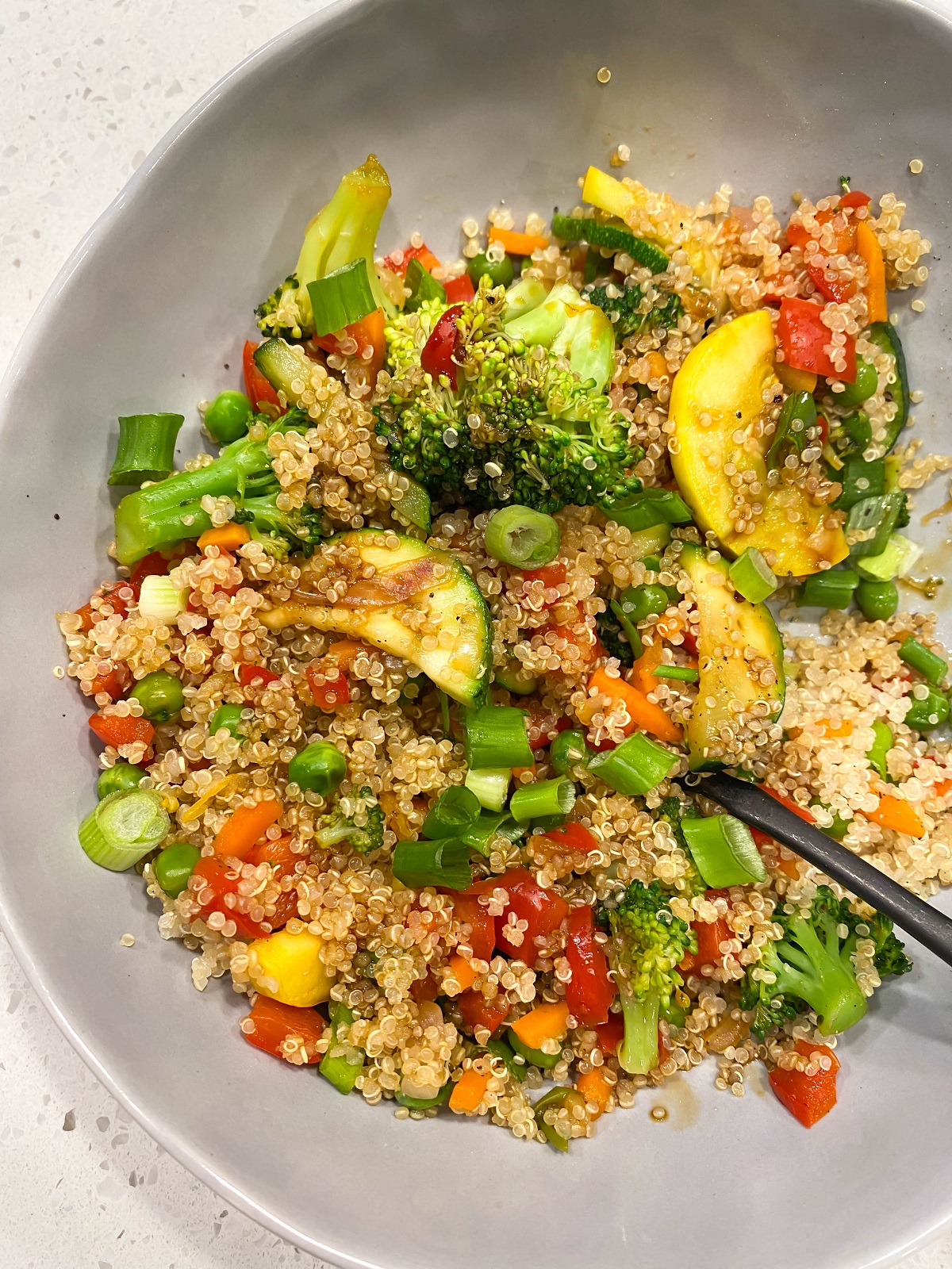 Sautéed Quinoa and Vegetable Bowl with Hemp Seeds