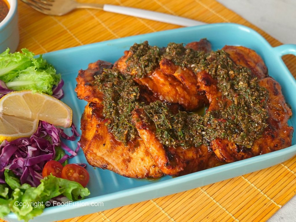 Grilled Chimichurri Chicken with Fresh Cilantro Sauce