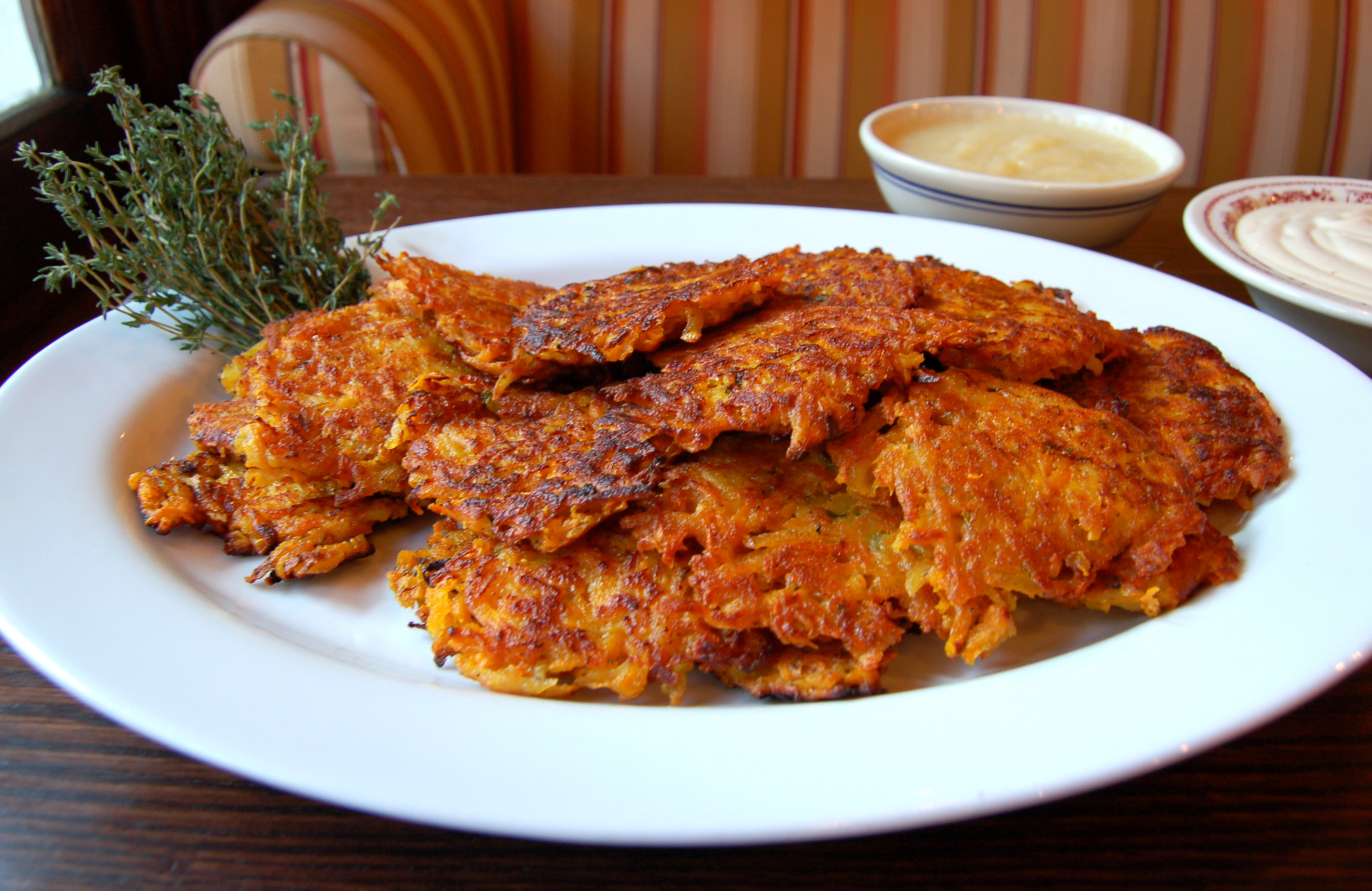 Potato and Sweet Onion Latkes with Applesauce