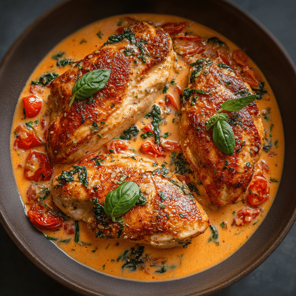 One-Pot Creamy Tomato Basil Chicken with Penne