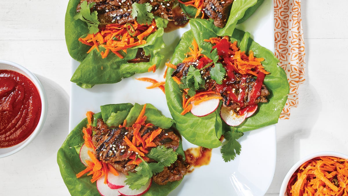 Pan-Seared Korean BBQ Beef Bulgogi Lettuce Wraps