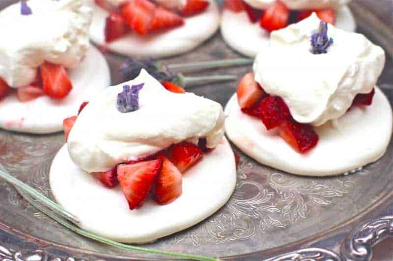 Strawberry Rosewater Pavlova with Whipped Cream