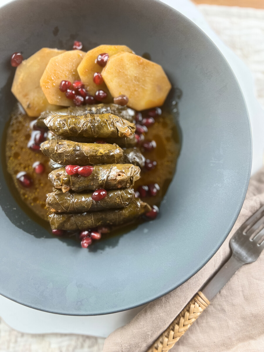 Vegetarian Stuffed Grape Leaves with Lemon and Dill