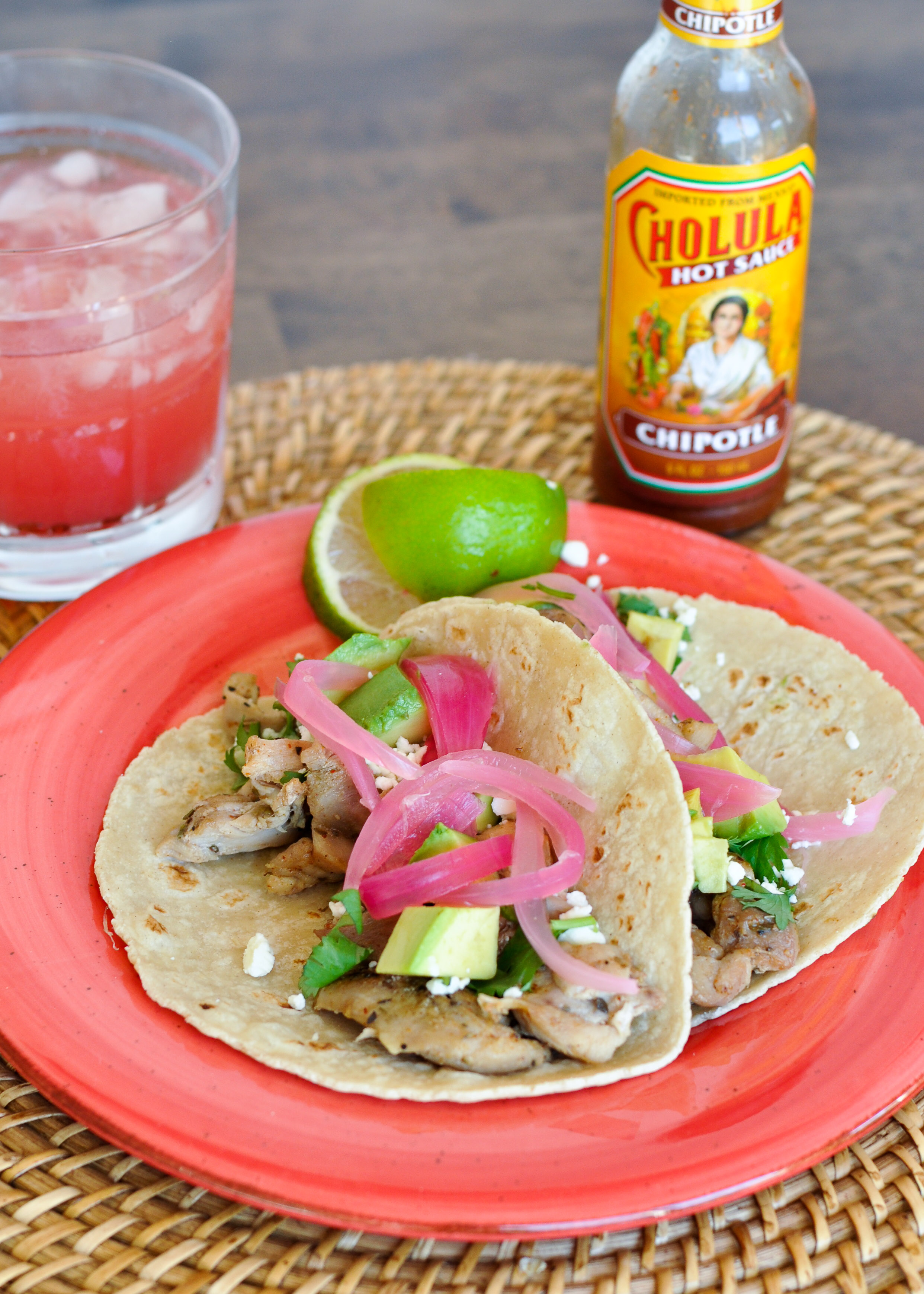 Charred Street-Style Chicken Tacos with Pickled Onions