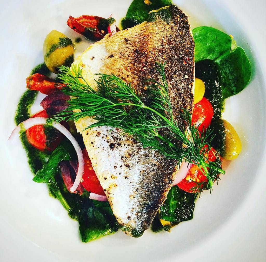 Pan-Seared Sea Bream with Tomato and Olive Salsa