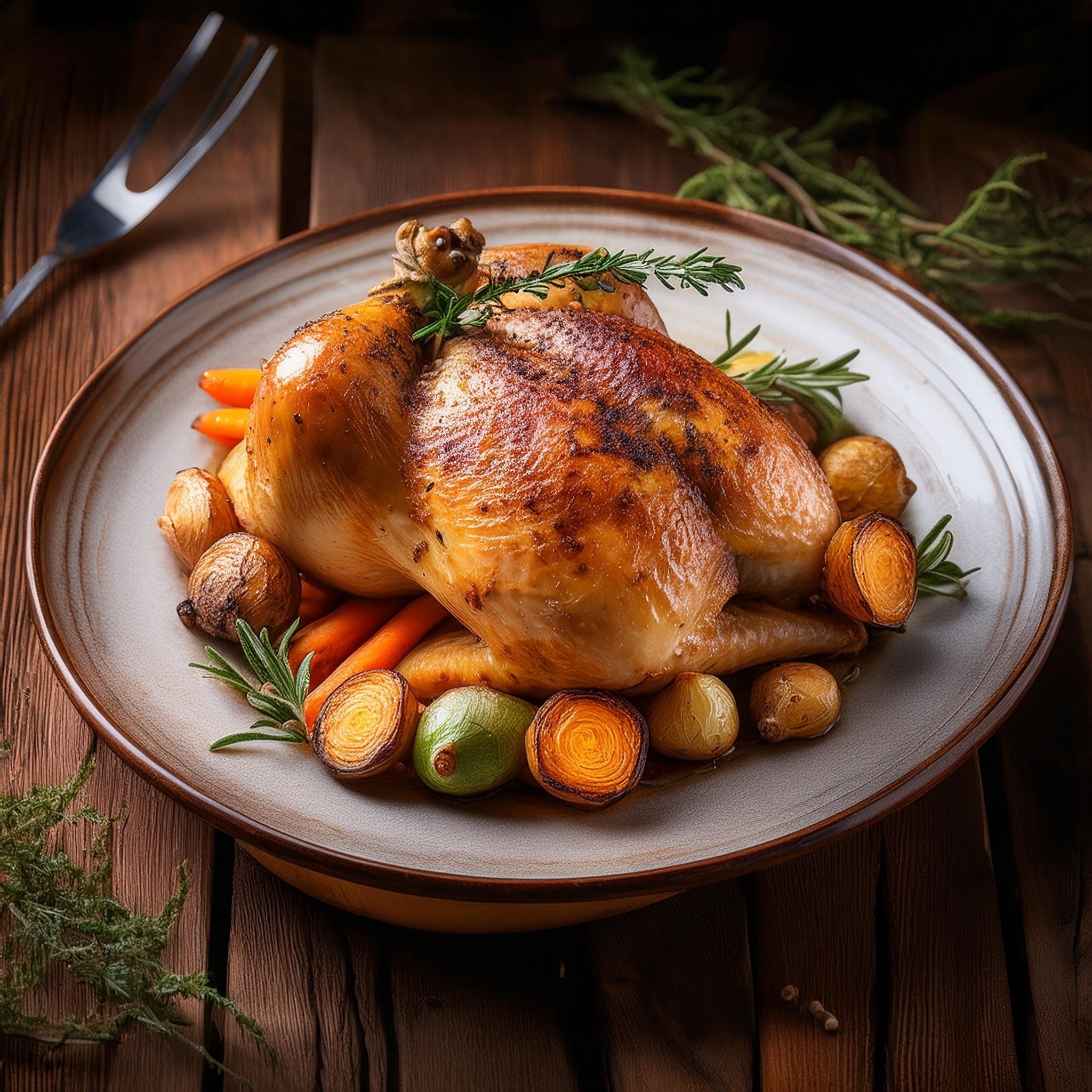 Monthly Herb-Rubbed Roast Chicken with Root Vegetables