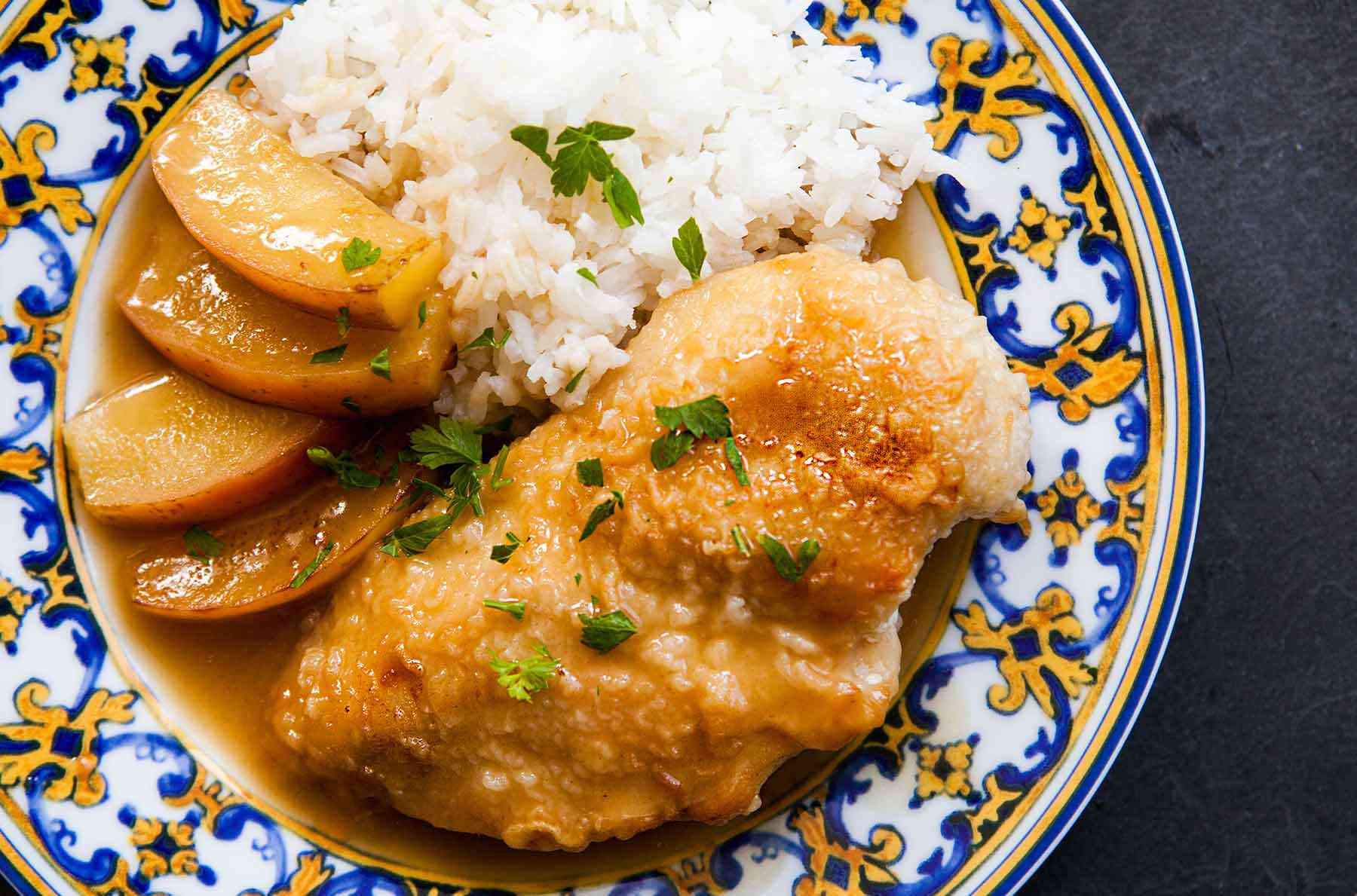 Pan-Seared Chicken with English Mustard and Apple Sauce