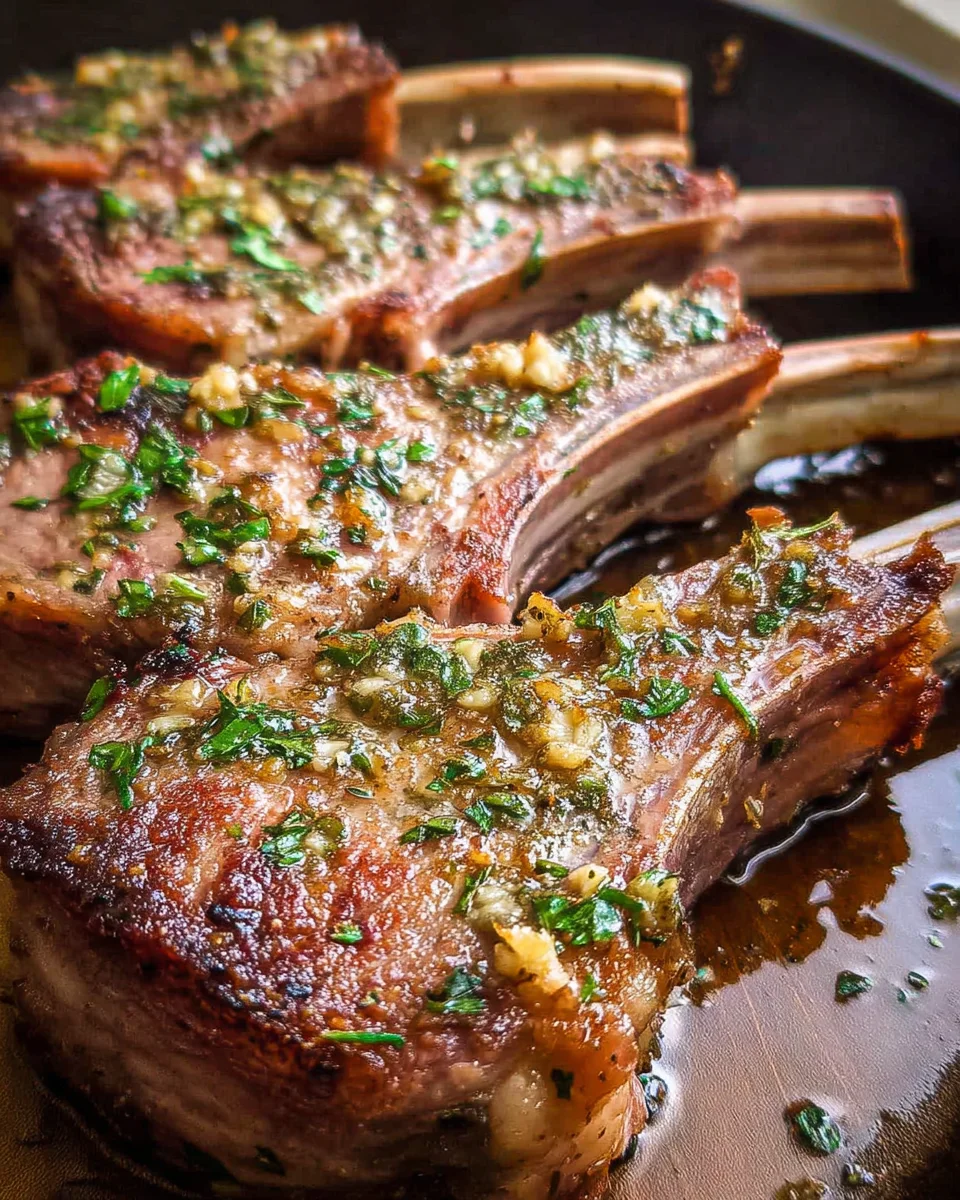 Baked Herb-Crusted Lamb Chops with Garlic Butter